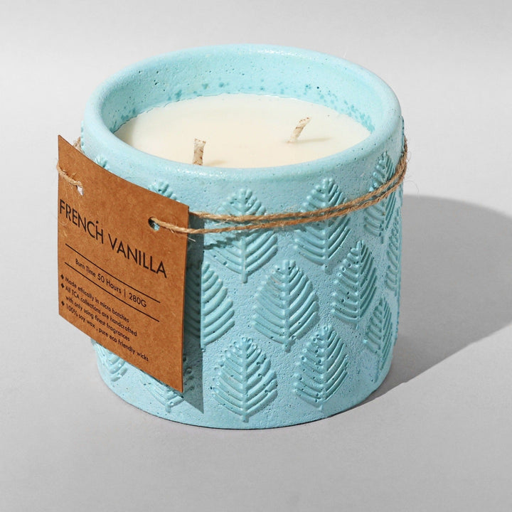 Concrete Jar Candle Leaf Design The Cosmic Aroma