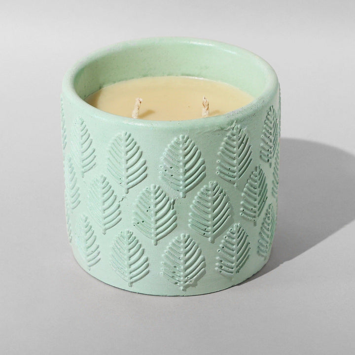 Concrete Jar Candle Leaf Design The Cosmic Aroma