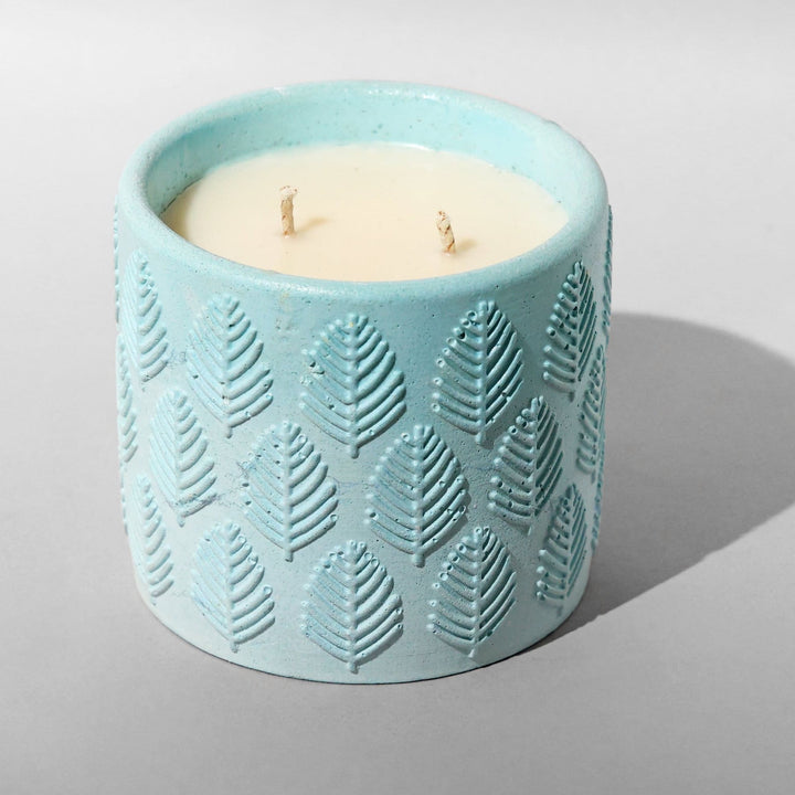 Concrete Jar Candle Leaf Design The Cosmic Aroma